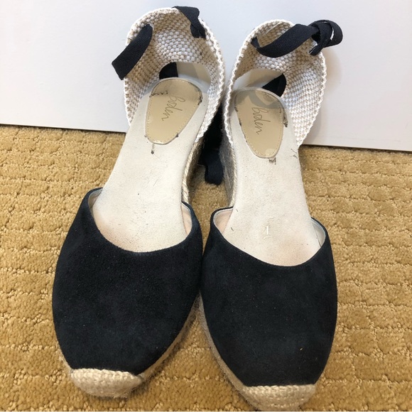 BODEN EXCELLENT CONDITION CASSIE ESPADRILLE WEDGE BLACK SUEDE WOMENS 41 - Picture 5 of 11